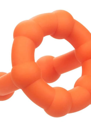 Hellorange silikon-beißring mit segmentiertem, geknotetem design von CalExotics alpha All Star Ring
