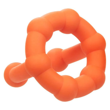 Hellorange silikon-beißring mit segmentiertem, geknotetem design von CalExotics alpha All Star Ring