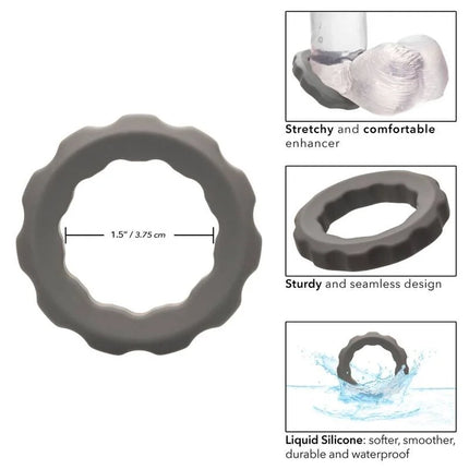Calexotics alpha erect ring grau ein grauer flexibler silikonring mit strukturierter, gewellter kante