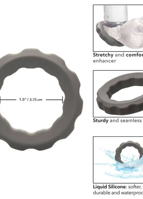 Calexotics alpha erect ring grau ein grauer flexibler silikonring mit strukturierter, gewellter kante