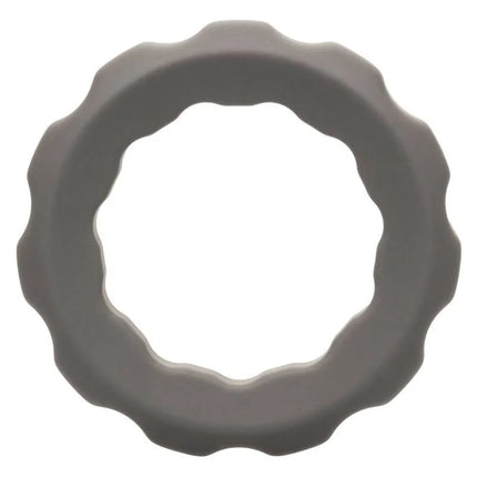 Graue silikonring mit scallop-ädern und blütenblatt-design von calexotics alpha erect ring grau