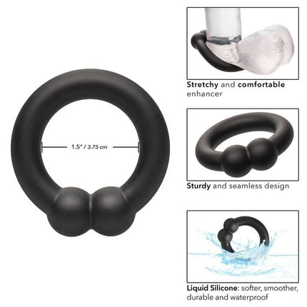 Schwarzer flüssigsilikonring calexotics alpha muscle ring mit zwei abgerundeten hervorhebungen für komfort und langlebigkeit