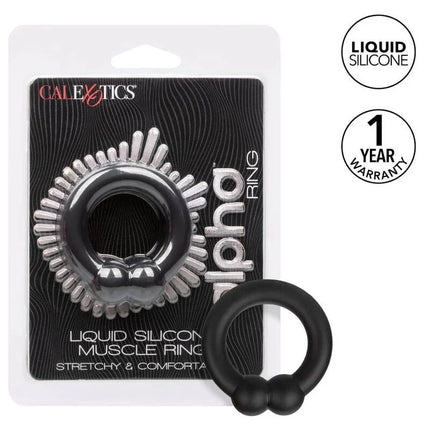 Schwarzer liquid silikon muskelring alpha muscle ring von calexotics mit stacheligem sonnenstrahldesign und zwei abgerundeten noppen