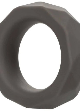 Dunkelgrauer oktogonaler silikonring mit matter oberfläche und facettierten kanten von CalExotics alpha prolong