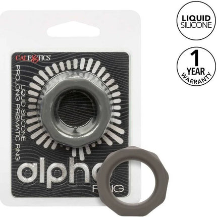 Grauer silikonphaltring mit hexagonalem design alpha ring von calexotics prolong ring für den mann