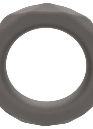 Grauer, facettierter silikonring mit matter oberfläche von calexotics alpha prolong prismatischer ring grau