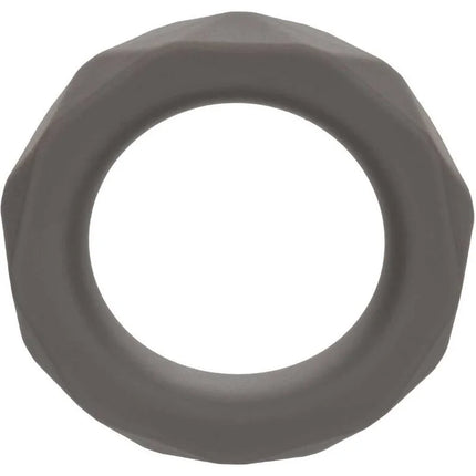 Grauer, facettierter silikonring mit matter oberfläche von calexotics alpha prolong prismatischer ring grau