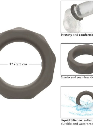 Calexotics alpha prolong prismatischer ring grau grau silikonring mit glatter, dehnbarer und nahtloser oberfläche