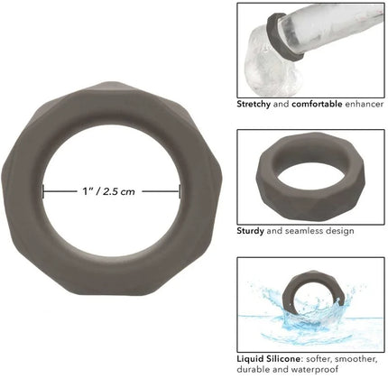 Calexotics alpha prolong prismatischer ring grau grau silikonring mit glatter, dehnbarer und nahtloser oberfläche