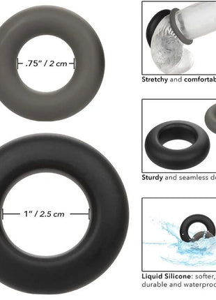 CALEXOTICS - ALPHA PROLONG SET MIT 2 RINGEN GRAU - Penisring ohne Vibration