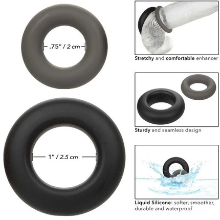 CALEXOTICS - ALPHA PROLONG SET MIT 2 RINGEN GRAU - Penisring ohne Vibration