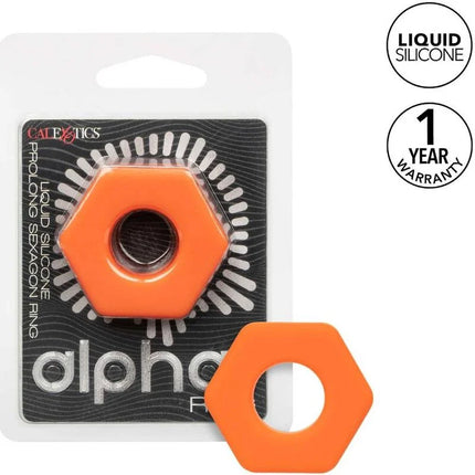 CALEXOTICS - ALPHA PROLONG SEXAGON RING ORANGE - Penisring ohne Vibration