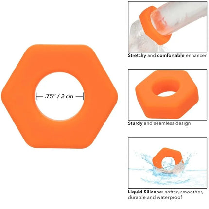CALEXOTICS - ALPHA PROLONG SEXAGON RING ORANGE - Penisring ohne Vibration