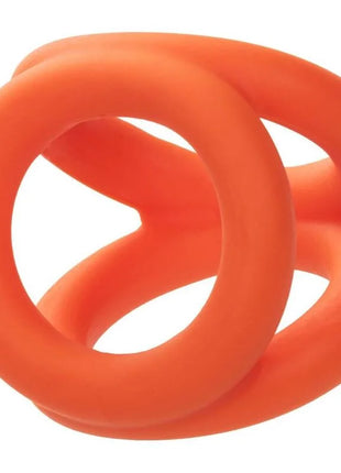 Helle orange silikonring mit einzigartigem ineinandergreifendem design von calexotics alpha tri-ring orange