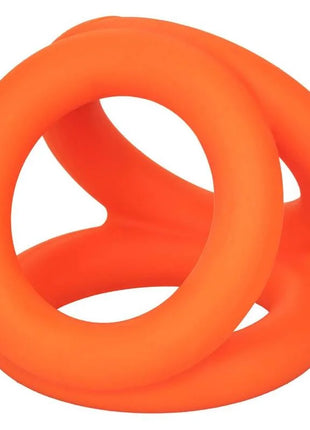 Bright orange silicone ring with unique intertwined design from Calexotics alpha tri-ring orange collection