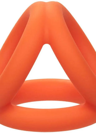 Helle orange silikon ring in dreieckform von calexotics alpha tri-ring für partnerspielzeug und stimulation