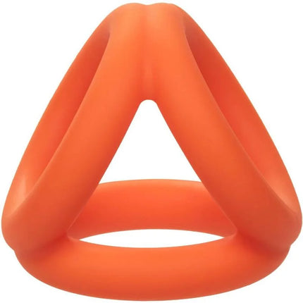 Helle orange silikon ring in dreieckform von calexotics alpha tri-ring für partnerspielzeug und stimulation