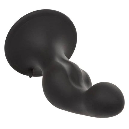Schwarzer matte silikon anal plug mit gerundeter basis und strukturierter oberfläche aus calexotics anal ripple kit