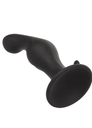 Schwarzer silikon analplug mit saugnapf-basis aus dem calexotics anal ripple kit