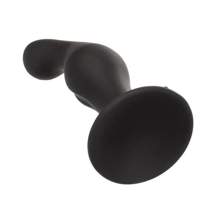 Schwarzer silikon analplug mit gerundeter, konischer form und abgeflachter basis aus calexotics anal ripple kit