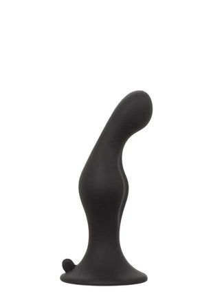 Schwarzer silikon-analstecker mit glattem, geschwungenem design und rundspitze aus dem calexotics anal ripple kit