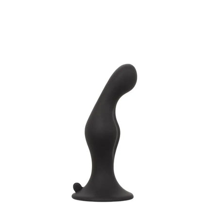 Schwarzer silikon-analstecker mit glattem, geschwungenem design und rundspitze aus dem calexotics anal ripple kit
