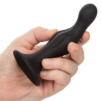 Schwarzer silikon analplug mit gestuftem design und breiter basis aus calexotics anal ripple kit