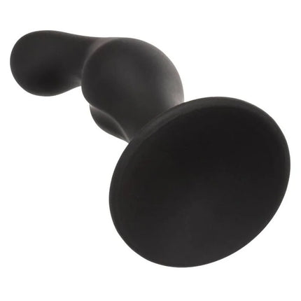 Schwarzer silikon-analplug mit abgerundetem, verbreitertem sockel und konischem griff aus dem calexotics anal ripple kit