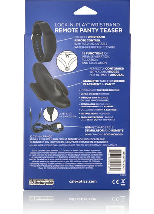 Armband-höschen-teaser von calexotics in schwarzem silikon mit fernbedienung und usb-aufladbarem stimulato