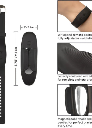 Schwarzes silikon-armband mit fernbedienung von calexotics mit schlankem, ergonomischem design und magnetischen laschen