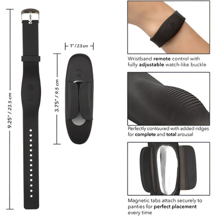 Schwarzes silikon-armband mit fernbedienung von calexotics mit schlankem, ergonomischem design und magnetischen laschen