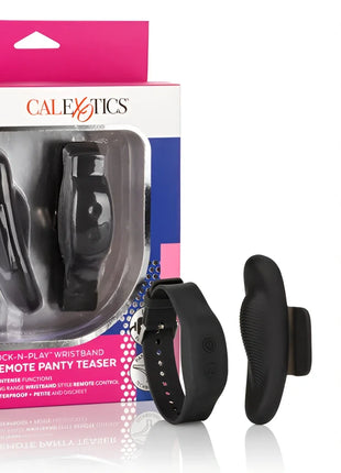 Schwarzes silikon lock-n-play armband-höschen-teaser mit passendem wearable und fernbedienung von CalExotics