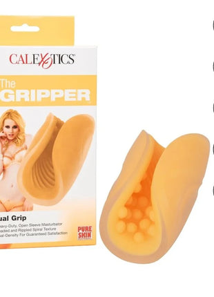 Calexotics beaded grip masturbator orange mit dual-grip offenem ärmel aus pureskin mit perlen- und spiralmuster