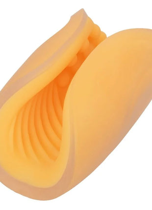 Calexotics beaded grip masturbator aus weichem, pfirsichfarbenem silikon mit glatter außen- und gerillter innenfläche