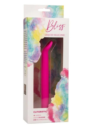 Ein lebhafter rosa bliss clitoriffic vibrator aus flüssigsilikon mit ergonomischem design und usb-aufladung von calexotics