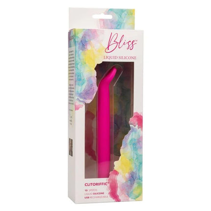Ein lebhafter rosa bliss clitoriffic vibrator aus flüssigsilikon mit ergonomischem design und usb-aufladung von calexotics