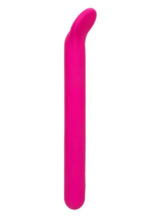 Ein elegantes, pinkfarbenes silikonspielzeug mit glattem, geschwungenem design von Calexotics Bliss Clitoriffic Rosa