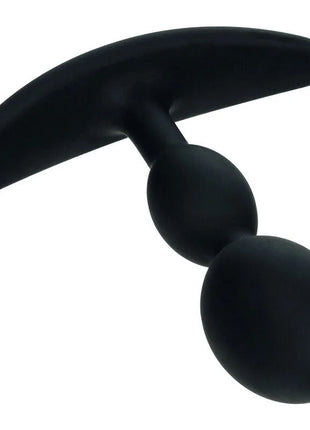 Schwarzer silikon butt plug calexotics boundless 2x teardrop mit gebogenem griff und zwei abgerundeten segmenten