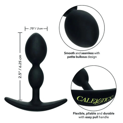 Calexotics boundless 2x teardrop plug schwarzer silikon analplug mit glattem nahtlosem bulbus und einfachem zuggriff