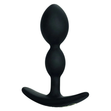 Schwarzer silikon-butt-plug calexotics boundless 2x teardrop mit gebogener basis und zwei abgerundeten segmenten