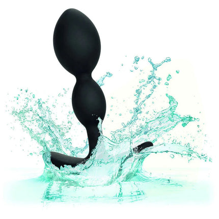 Schwarzer silikon analplug mit gerundetem kopf und verjüngter basis von calexotics boundless 2x teardrop plug