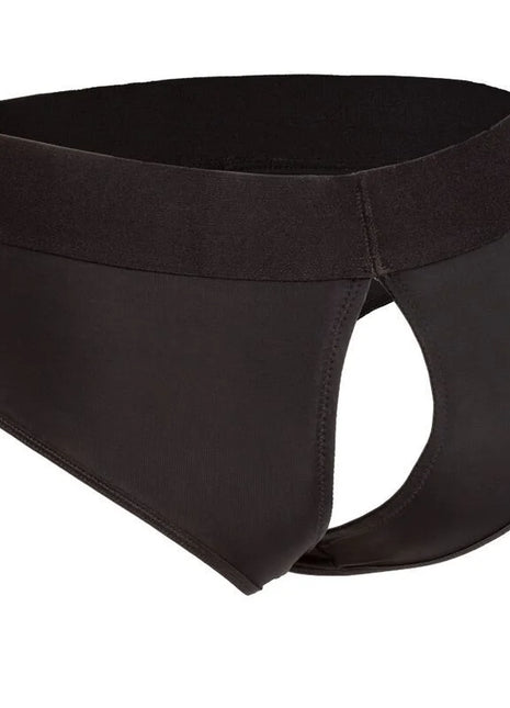 Schwarze herrenunterhose calexotics boundless backless brief l xl mit glattem, dehnbarem stoff und elastischem bund, rückansicht