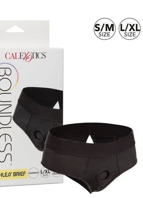 Schwarzer calexotics boundless backless brief harness in größe l/xl aus elastischem material für sinnlichen einsatz rückansicht