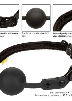 Calexotics boundless ballknebel schwarzer ballknebel mit vegem leder außen und weichem plüsch innen und verstellbarem riemenverschluss