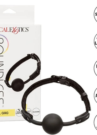 Schwarzer boundless ballknebel aus silikon und veganem leder verstellbar für sicheren sitz von CalExotics