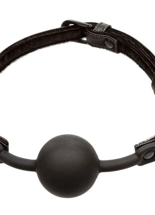 Schwarzer silikonmundknebel mit verstellbarem riemen und metallschnalle von calexotics boundless ballknebel