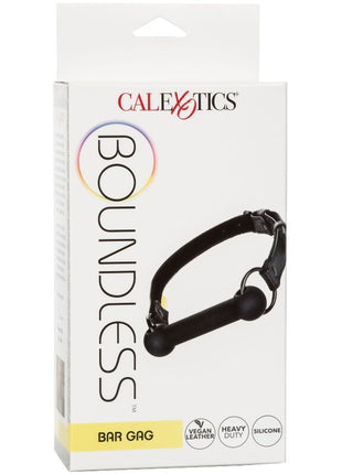 Schwarzer boundless bar gag aus veganem leder und silikon von CALEXOTICS für bondage und spielspaß