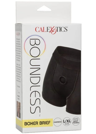 Schwarzer calexotics boundless boxer-brief mit zentralem rundem ausschnitt und harness-design in größe xxl/xxxl
