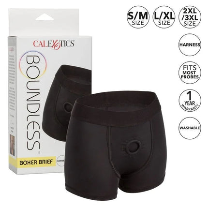 Calexotics boundless boxer-brief in schwarz mit zentraler runder Öffnung und elastischem Bund in Größe XXL/XXXL