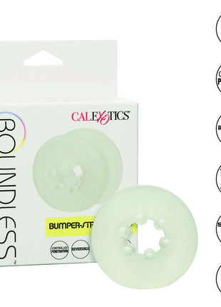 Transluzenter hellgrüner, ultraweicher, wendbarer silikonring mit sternförmigem innendesign von calexotics boundless bumper-stroker-ring